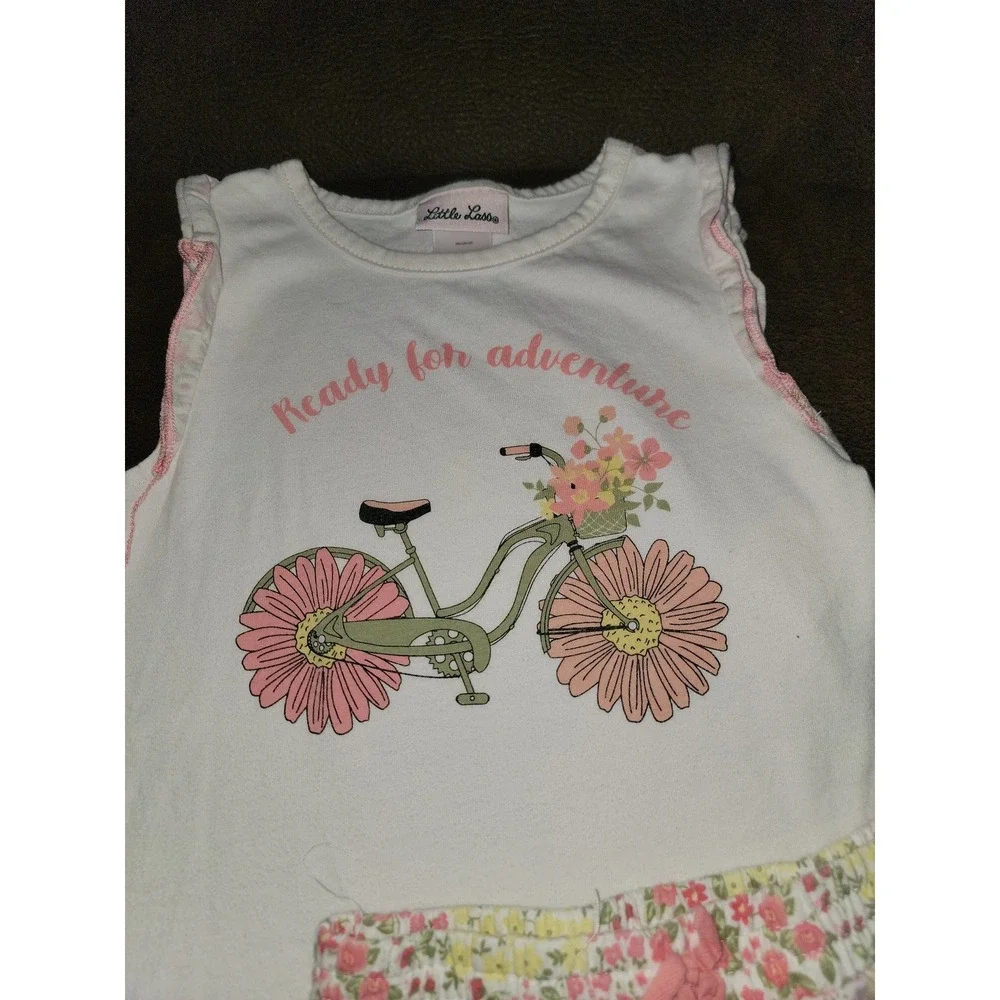 Little lass ready for adventure‎ bike floral outfit size 6x - Picture 2 of 3